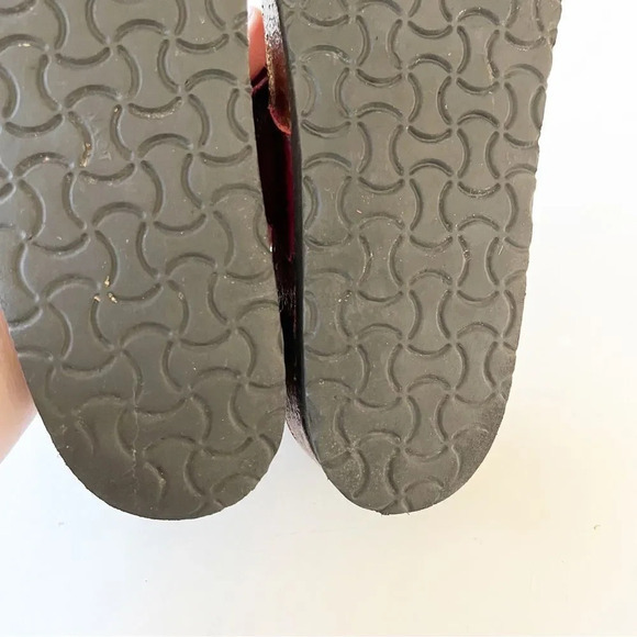 NAOT Dark Red Leather Floral Motif Cork Sandals Women’s Size 12‎ Summer Slides - Picture 10 of 11